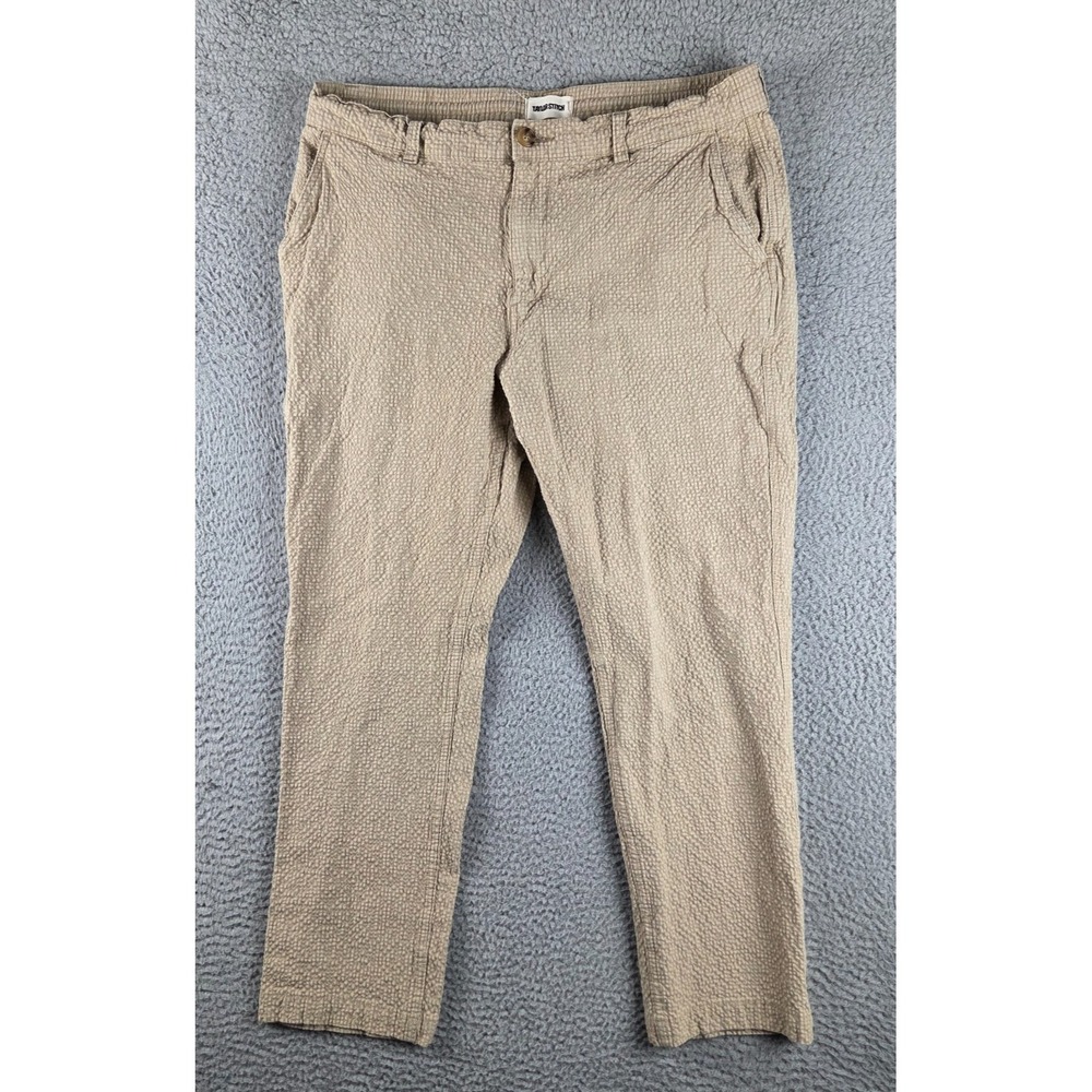 Taylor Stitch Easy Pant Mens 34‎ (34x27) Tan Seersucker Pants Resort Beach